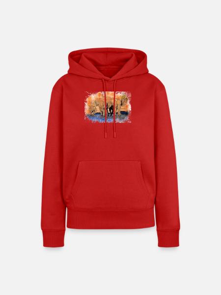 Elefantenherde - Frauen Premium Bio Hoodie - Rot