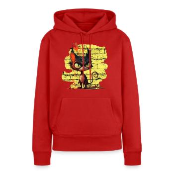 Lustige Katze - Frauen Premium Bio Hoodie - Rot - Vorne - Julia (174cm)
