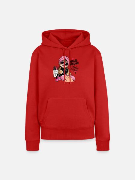 Nagel Design Katze Pink Glam - Frauen Premium Bio Hoodie - Rot