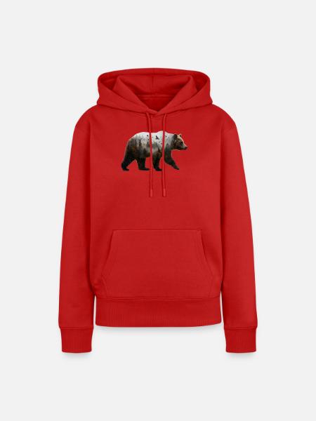 Bär mit Nebelwald - Frauen Premium Bio Hoodie - Rot
