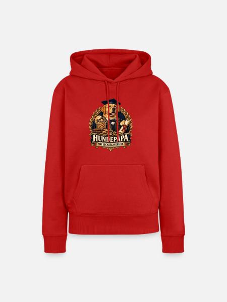 Hundepapa mit Leckerli-Diplom - Frauen Premium Bio Hoodie - Rot