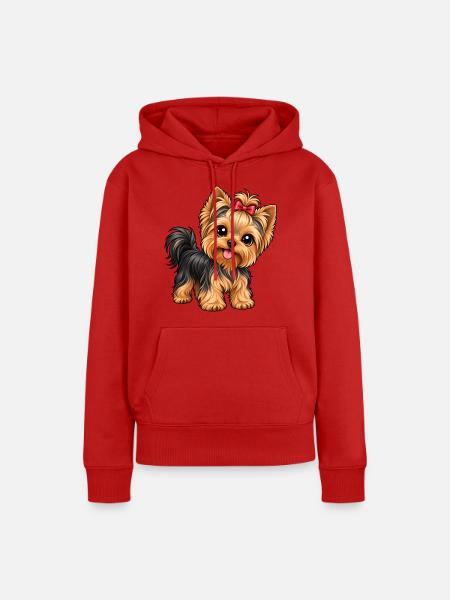 Yorkshire Terrier im Kawaii-Stil - Frauen Premium Bio Hoodie - Rot