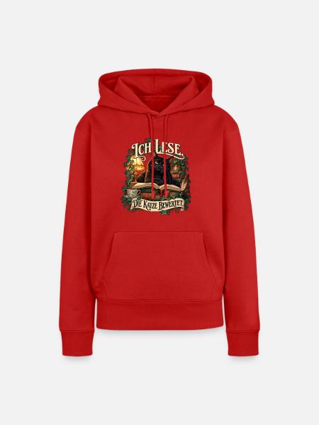 Ich lese. Die Katze bewertet. - Frauen Premium Bio Hoodie - Rot