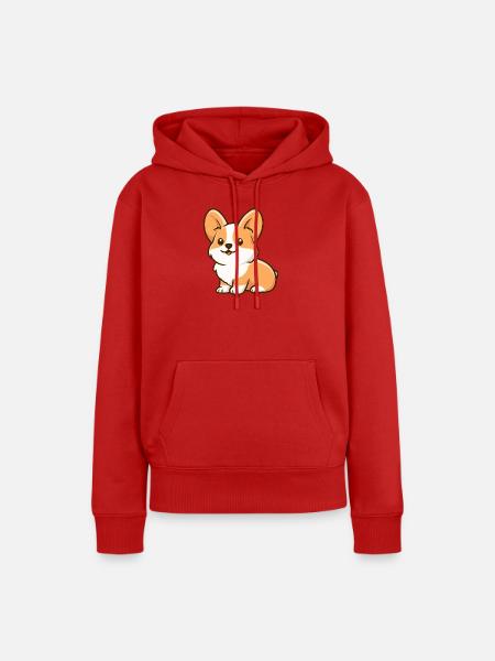 Corgi - Frauen Premium Bio Hoodie - Rot
