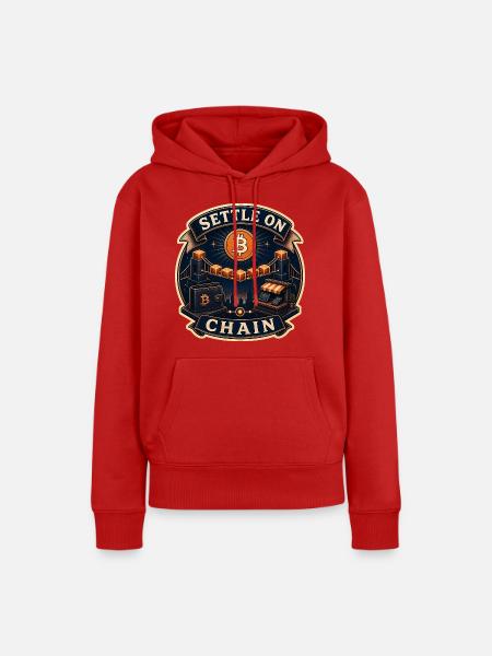 SETTLE ON CHAIN - Frauen Premium Bio Hoodie - Rot
