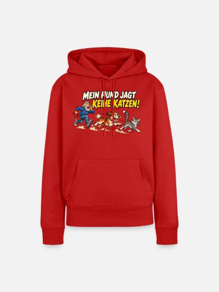 Mein Hund jagt keine Katzen - Frauen Premium Bio Hoodie - Rot