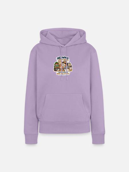 Meowing from Home Katzenbüro - Frauen Premium Bio Hoodie - Lavendel