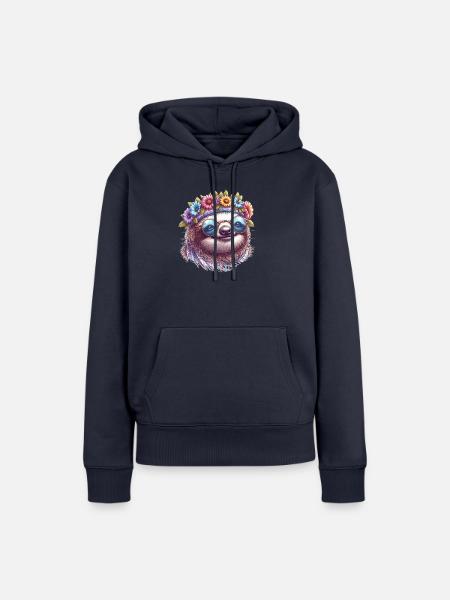 Faultier Hippie - Frauen Premium Bio Hoodie - Navy