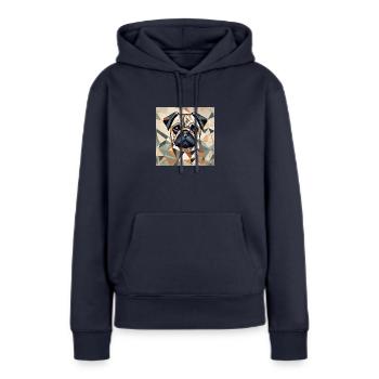 Polygon Mops Porträt - Frauen Premium Bio Hoodie - Navy - Vorne - Julia (174cm)