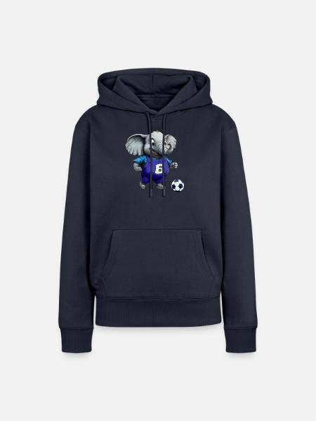 Elefanten Fussball / Fussballer Elefant - Frauen Premium Bio Hoodie - Navy
