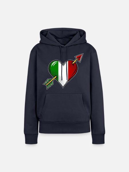Italien Flagge Herz mit Pfeil - Frauen Premium Bio Hoodie - Navy