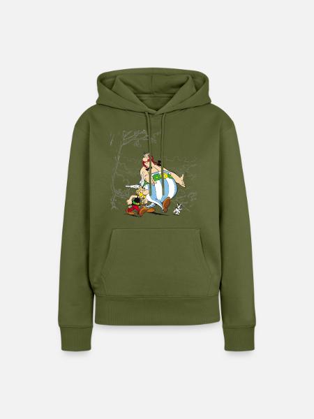 Asterix & Obelix Spaziergang Mit Idefix - Frauen Premium Bio Hoodie - Khaki