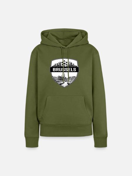 Brüsseler Skyline-Abzeichen - Frauen Premium Bio Hoodie - Khaki