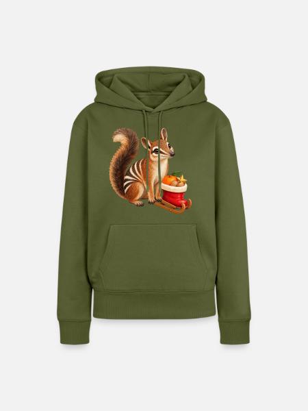 Numbat mit Nikolaus-Stiefelschlitten - Frauen Premium Bio Hoodie - Khaki