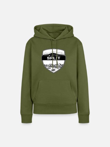 Geteilter Kroatien-Schildwappen Diokletians Palast - Frauen Premium Bio Hoodie - Khaki