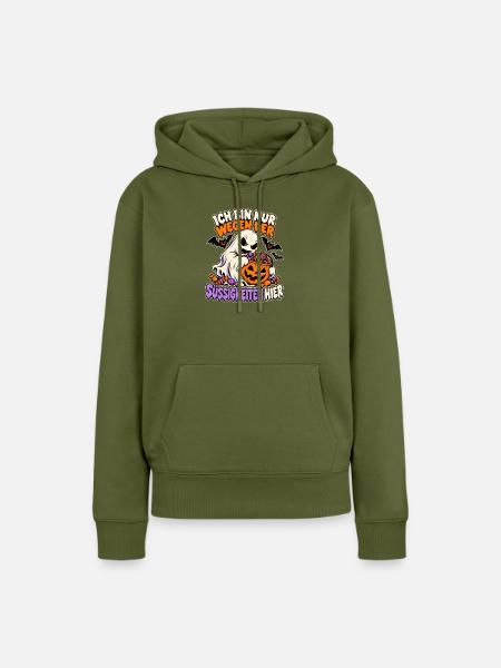 Gespenst mit Süßigkeiten - Frauen Premium Bio Hoodie - Khaki