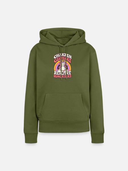 Yoga Einhorn – Chakren gecheckt - Frauen Premium Bio Hoodie - Khaki