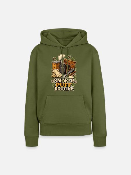 SMOKER PUFF ROUTINE - Frauen Premium Bio Hoodie - Khaki