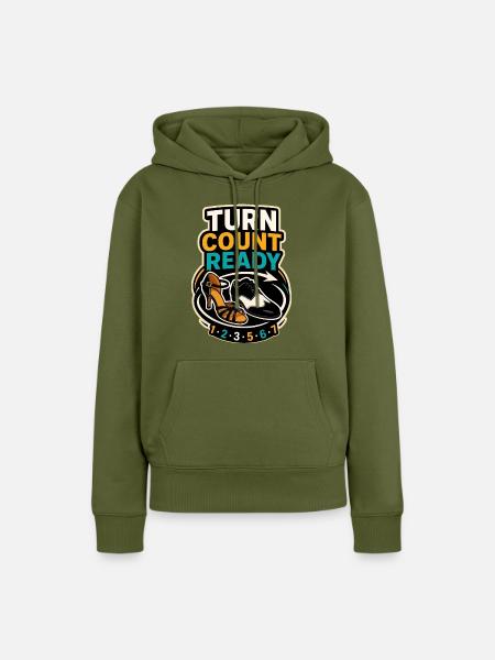TURN COUNT READY - Frauen Premium Bio Hoodie - Khaki
