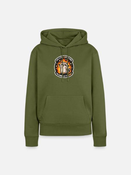 Waschbär im Flammen-Schein - Frauen Premium Bio Hoodie - Khaki
