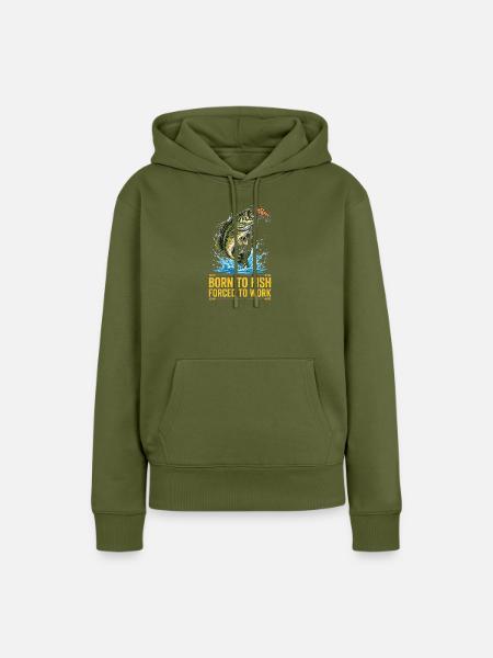 Pêcheur, Pêcheur, Fisch, Angeln - Frauen Premium Bio Hoodie - Khaki