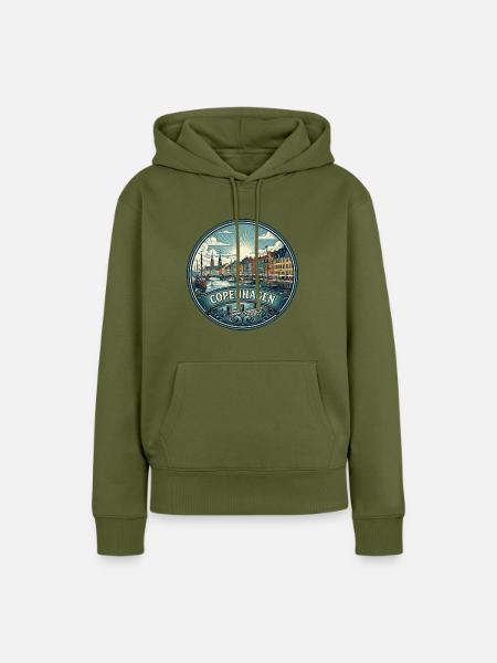 Kopenhagen, Dänemark Reiseabzeichen Nyhavn Souvenir - Frauen Premium Bio Hoodie - Khaki