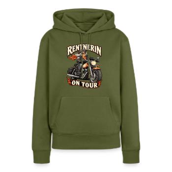 Rentnerin on Tour – Lustiges Motorrad Bikerin  - Frauen Premium Bio Hoodie - Khaki - Vorne - Julia (174cm)