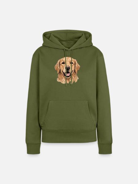 Goldener Retriever Porträt Illustration - Frauen Premium Bio Hoodie - Khaki