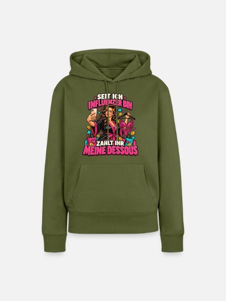 Influencerin Selfie mit Dessous - Frauen Premium Bio Hoodie - Khaki