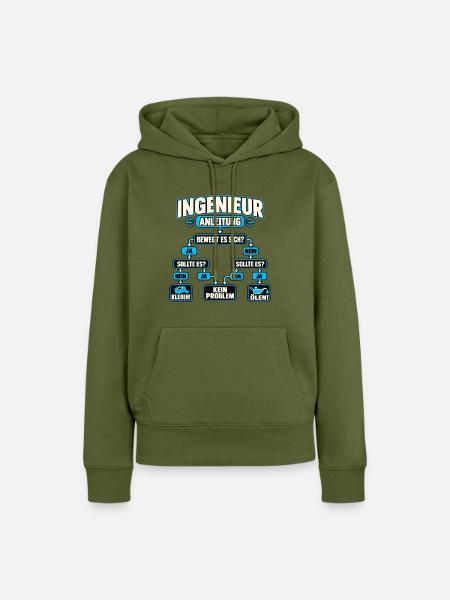 Ingenieur Anleitung – Kleben oder ölen - Frauen Premium Bio Hoodie - Khaki