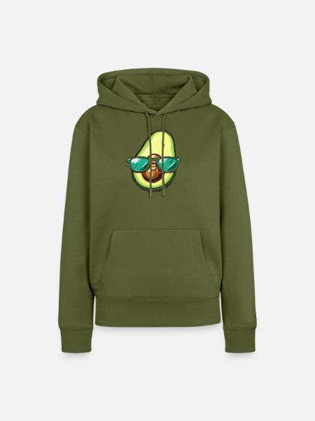 Avocado mit Sonnenbrille – Grün - Frauen Premium Bio Hoodie - Khaki