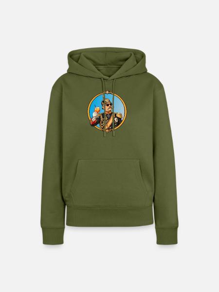 Kaiser Wilhelm mit Sonnenbrille und Cocktail - Frauen Premium Bio Hoodie - Khaki