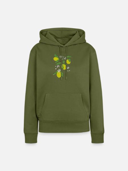 Zitronenzweig Glitzerdesign - Frauen Premium Bio Hoodie - Khaki