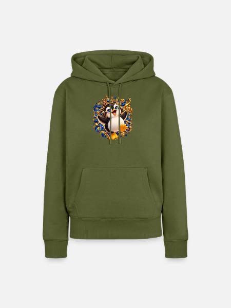 Königlicher Pinguin mit Musikglanz - Frauen Premium Bio Hoodie - Khaki
