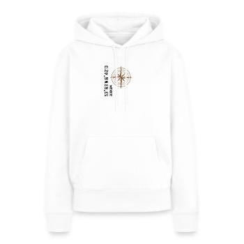 Borkum Koordinaten - Frauen Premium Bio Hoodie - Weiß - Vorne - Julia (174cm)