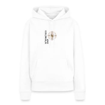Borkum Koordinaten - Frauen Premium Bio Hoodie - Weiß - Vorne - Julia (174cm)