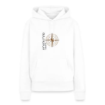 Norderney Koordinaten Insel - Frauen Premium Bio Hoodie - Weiß - Vorne - Julia (174cm)