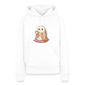 Süßes Cozy Geist Halloween Design - Frauen Premium Bio Hoodie - Weiß - Vorne - Julia (174cm)
