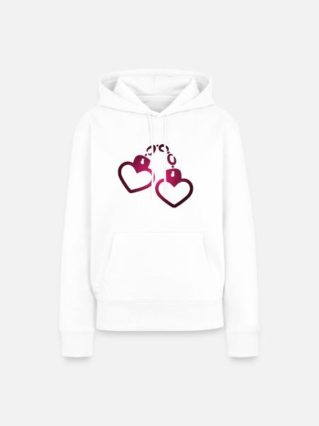 Handschelle Herz - Frauen Premium Bio Hoodie - Weiß