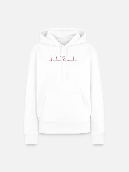 Herzschlag-EKG-Linie Medizinischer Pulswellen-Ikon-Vektor - Frauen Premium Bio Hoodie - Weiß