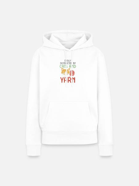 Katze Garn Häkeln - Frauen Premium Bio Hoodie - Weiß
