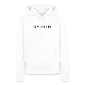 Feminism - Sweat à capuche Premium bio Femme - blanc - Devant - Julia (174cm)