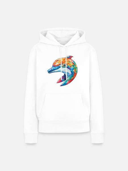 Delphin Bunte Aquarell-Tierillustration - Frauen Premium Bio Hoodie - Weiß