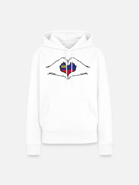 Liechtenstein Flagge Herzform - Frauen Premium Bio Hoodie - Weiß
