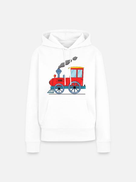 Kinderzug Eisenbahn rot - Frauen Premium Bio Hoodie - Weiß