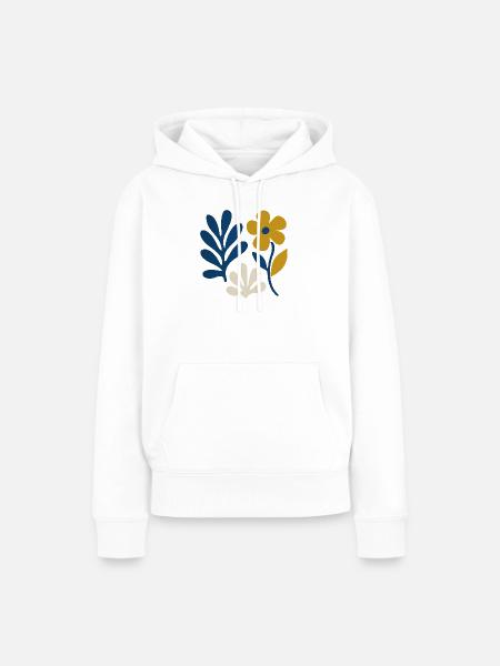 Florale Komposition – Blau & Senf - Frauen Premium Bio Hoodie - Weiß