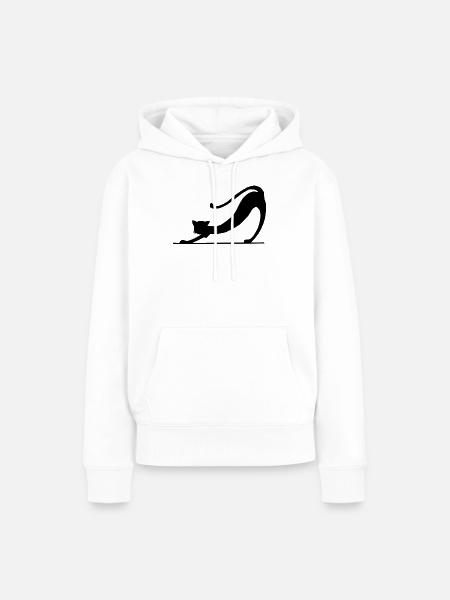 Schwarze Katze Silhouette - Frauen Premium Bio Hoodie - Weiß
