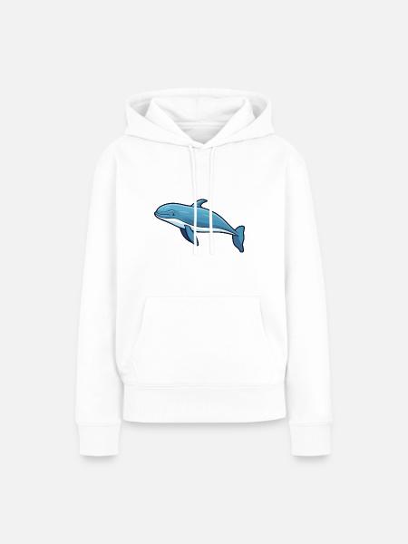 Buckelwal-Karikatur-Kawaii-Illustration - Frauen Premium Bio Hoodie - Weiß