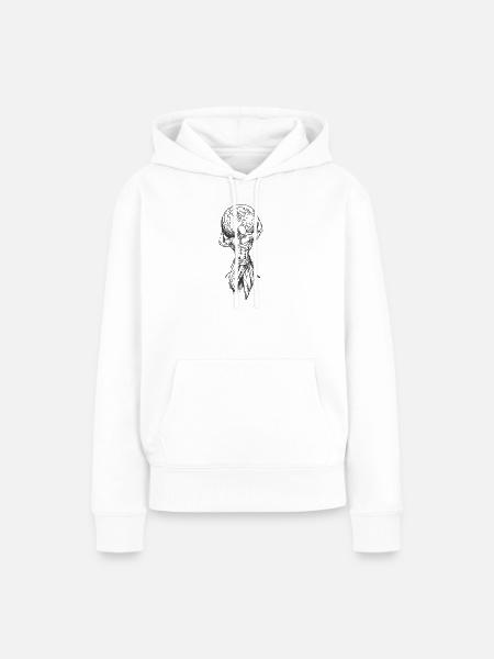 Muskelmann mit Globus - Frauen Premium Bio Hoodie - Weiß