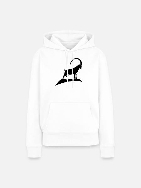 Steinbock auf Felsvorsprung - Frauen Premium Bio Hoodie - Weiß